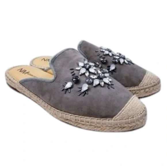 NEIMAN MARCUS jeweled espadrille mules 8 - Picture 1 of 9